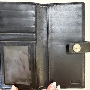 Coach Black Leather Card Organizer Wallet